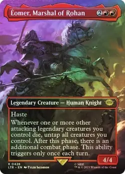 Eomer, Marshal of Rohan 428: Red Rare Borderless Foil Universes Beyond MTG - Image 1
