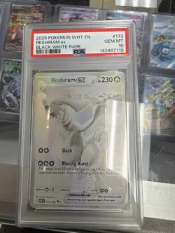 2025 POKEMON WHT EN-WHITE FLARE BLACK WHITE RARE #173 RESHIRAM EX PSA 10 - Image 1