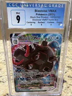 2021 Pokemon Blastoise VMAX SWSH103 Black Star Promos Blue Label CGC 9 Sub Grade - Image 1