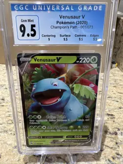 Venusaur V Pokemon TCG 2020 Champions Path 001/073 BLUE LABEL CGC 9.5 Gem 10 SUB - Image 1