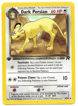 Pokemon 1st Edition Dark Persian 42/82 Team Rocket LP Vintage - Image 1