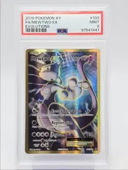 MEWTWO EX 2016 POKEMON XY EVOLUTIONS RARE ULTRA MINT 103/108 PSA 9 Q0004 - Image 1