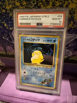 1999 Pokemon Japanese Gym 2 Sabrina’s Psyduck PSA 10 - Image 1