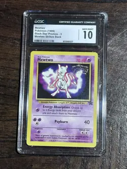 CGC GEM MINT 10 Mewtwo 1999 Black Star Promos 3 Pokemon TCG Mewtwo Strikes Back - Image 1