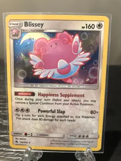 Pokemon TCG Blissey Sun & Moon - Lost Thunder 153/214 Holo LP Rare - Image 1