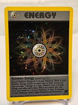 Rainbow Energy 17/82 Holo Rare SWIRL Unlimited Team Rocket Pokemon 1255 - Image 1