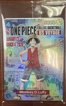 One Piece Monkey.D.Luffy College Basketball US Voyage P-055 Gonzaga Promo Sealed - Image 2