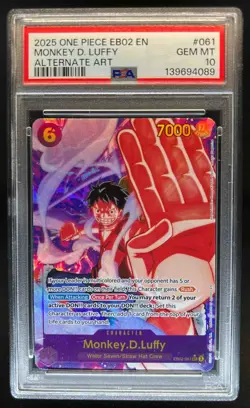 2025 One Piece Anime 25th Monkey D. Luffy Alternate Art #EB02-061 PSA 10 - Image 1