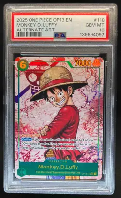 2025 One Piece Carrying on His Will Monkey D Luffy Alternate Art #118 PSA 10 - Image 1