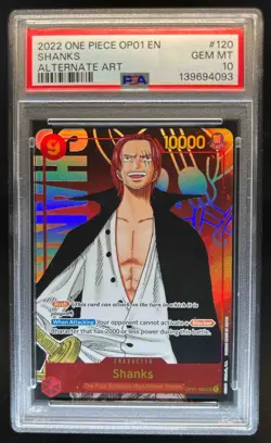 2022 One Piece Romance Dawn Shanks Alternate Art #OP01-120 PSA 10 - Image 1