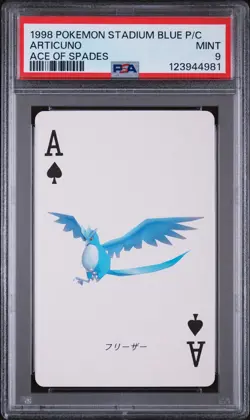 1998 POKEMON STADIUM BLUE VERSION PLAYING CARDS ACE OF SPADES ARTICUNO PSA 9 - Image 1