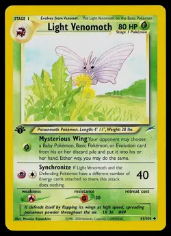 Pokemon Card - Light Venomoth Neo Destiny 53/105 Uncommon 1st Edition - Image 1