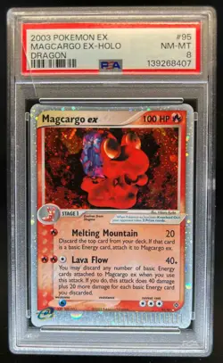 2003 Pokemon EX Dragon Magcargo Cracked Slab Holo #95/97 PSA 8 - Image 1