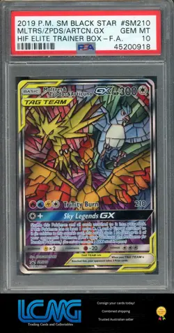 Pokemon TCG 2019 Black Star Promo #SM210 Moltres Zapdos Articuno PSA 10 - Image 1