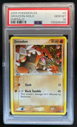 2005 Pokemon EX Emerald Groudon Holo #5/106 PSA 10 - Image 1