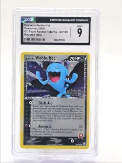 ROCKET'S WOBBUFFET 2004 POKEMON EX TEAM ROCKETS REVERSE HOLO 47 CGC 9 Q0004 - Image 1