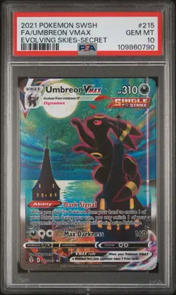 2021 POKEMON SWSH EVOLVING SKIES SECRET #215 FA/ UMBREON VMAX Gem Mint PSA 10 - Image 1