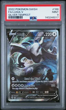 2022 POKEMON SWORD & SHIELD SILVER TEMPEST #186 FULL ART/LUGIA V PSA 9 - Image 1