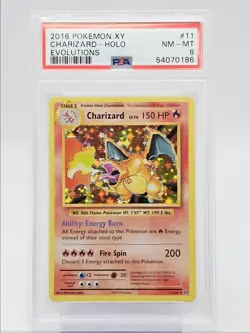CHARIZARD 2016 POKEMON XY EVOLUTIONS HOLO RARE 11/108 PSA 8 Q0004 - Image 1