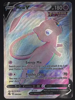 Pokemon Mew V Fusion Strike Ultra Rare Full Art Holo 250/264 180 HP Card - Image 1