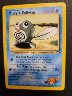 Unlimited Gym Heroes Misty’s Poliwag 87/132 Pokemon Card WOTC Vintage - Image 1