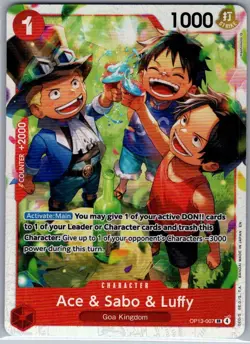 Ace & Sabo & Luffy OP13-007 SR English Carrying On Will - One Piece Card - NM - Image 1