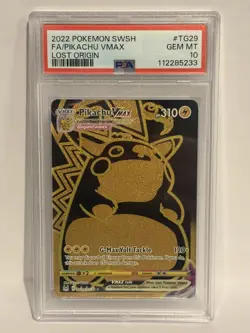 2022 POKEMON SWORD & SHIELD LOST ORIGIN #TG29 FULL ART/PIKACHU VMAX PSA 10 - Image 1