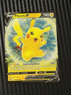 Pokemon Pikachu V SWSH198 Sword & Shield Promo Full Art Holo Black Star English - Image 1
