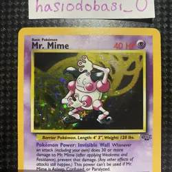 Pokemon Mr. Mime 6/64 WOTC Jungle Unlimited Holo Rare Card LP Condition - Image 3