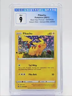 PIKACHU 2021 POKEMON BLACK STAR PROMO SEQUIN HOLO GENERAL MILLS CGC 9 Q0004 - Image 1