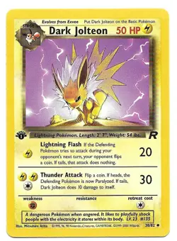 Pokemon 1st Edition Dark Jolteon 38/82 Team Rocket LP Vintage - Image 1