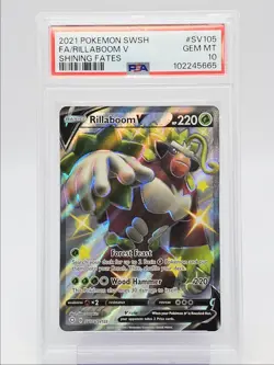 RILLABOOM V 2021 POKEMON SWSH SHINING FATES SHINY RARE GEM PSA 10 Q0004 - Image 1