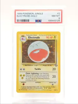 ELECTRODE 1999 POKEMON ORIGINAL JUNGLE HOLO RARE 2/64 PSA 8 Q0004 - Image 1