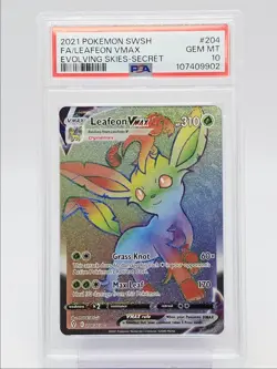 LEAFEON VMAX 2021 POKEMON SWSH EVOLVING SKIES SECRET RARE GEM PSA 10 Q0004 - Image 1