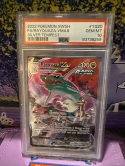 2022 Pokemon SWSH FA Rayquaza Vmax Silver Tempest PSA 10 - Image 1