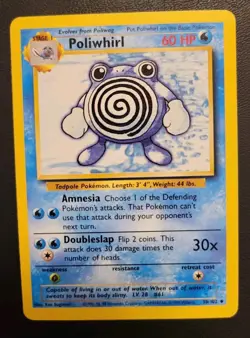 Pokemon TCG Poliwhirl Base Set 38/102 Regular LP. - Image 1