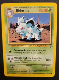 Pokemon TCG - NIDORINA - 53/130 - UNLIMITED - WOTC - BASE SET 2 (2000) - LP - Image 1