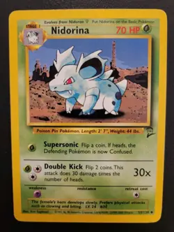 Pokemon TCG - NIDORINA - 53/130 - UNLIMITED - WOTC - BASE SET 2 (2000) - LP - Image 2