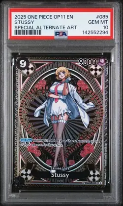 PSA 10 Gem Mint Stussy OP11-085 SP English One Piece Special Alt Art - Image 1