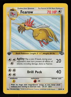 1999 Pokemon 1st Edition Jungle - FEAROW - Non Holo Card #36/64 - Image 1