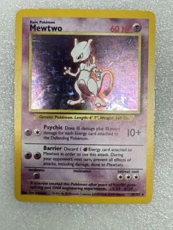 Pokemon TCG Base Set MEWTWO 10/102 Unlimited Holo Rare Card Vintage WOTC 1999 - Image 1