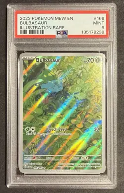 Pokemon TCG Bulbasaur Holo Illustration Rare Card 166/165 Scarlet & Violet PSA 9 - Image 1