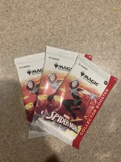 3x Magic the Gathering Spider-Man Collector Booster Packs Sealed - Image 1