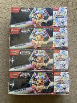 4 Sam’s Club Pokemon Prismatic Evolutions Surprise Box & Booster Bundle Lot Sams - Image 1
