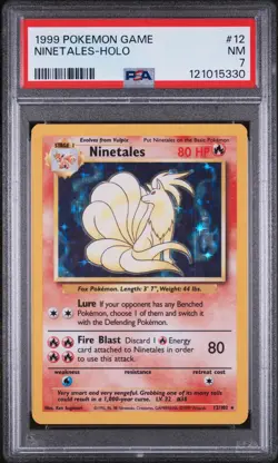 1999 POKEMON BASE SET UNLIMITED #12 NINETALES-HOLO PSA 7 - Image 1