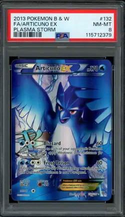 Pokemon PSA 8 Articuno EX 132/135 Black & White Plasma Storm Full Art Near Mint - Image 1