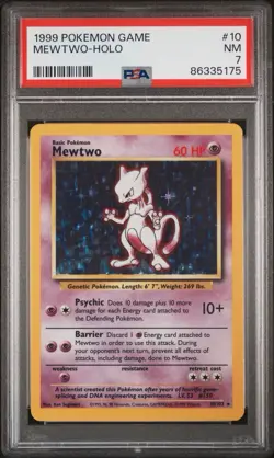 1999 Pokemon Game Base Set #10 MeWTWO-Holo PSA 7 NM - Image 1