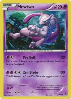 Lightly Played Mewtwo - XY100 - Mega Mewtwo Collection Promo - Holo Pokemon XY P - Image 1