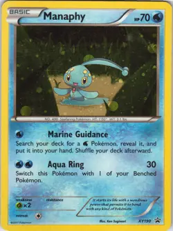 Manaphy – Pokemon TCG Black Star Promos XY190 Holo Rare Read Description LP - Image 1