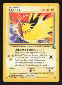 2000 WOTC PROMO ZAPDOS 23 VG PROMO POKEMON - Image 1